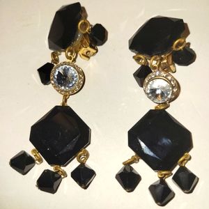 Black and gold clip on earrings